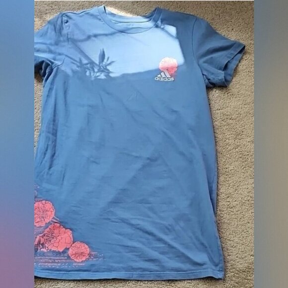 Adidas Blue Womens International Women's Day Dress Pink Floral Design - Picture 8 of 8